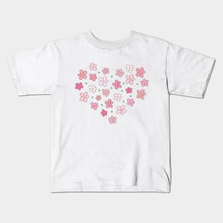 Sakura Cute Flowers Kawaii Aesthetic Heart Kids T-Shirt